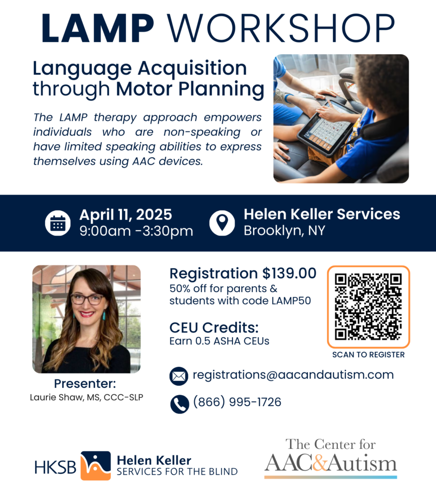 Flyer for Language Acquisition through Motor Planning (LAMP) Workshop.